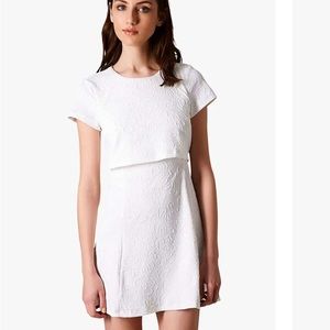 Topshop Ivory Off-White Jacquard Crop Overlay Skater Mini Dress 4
